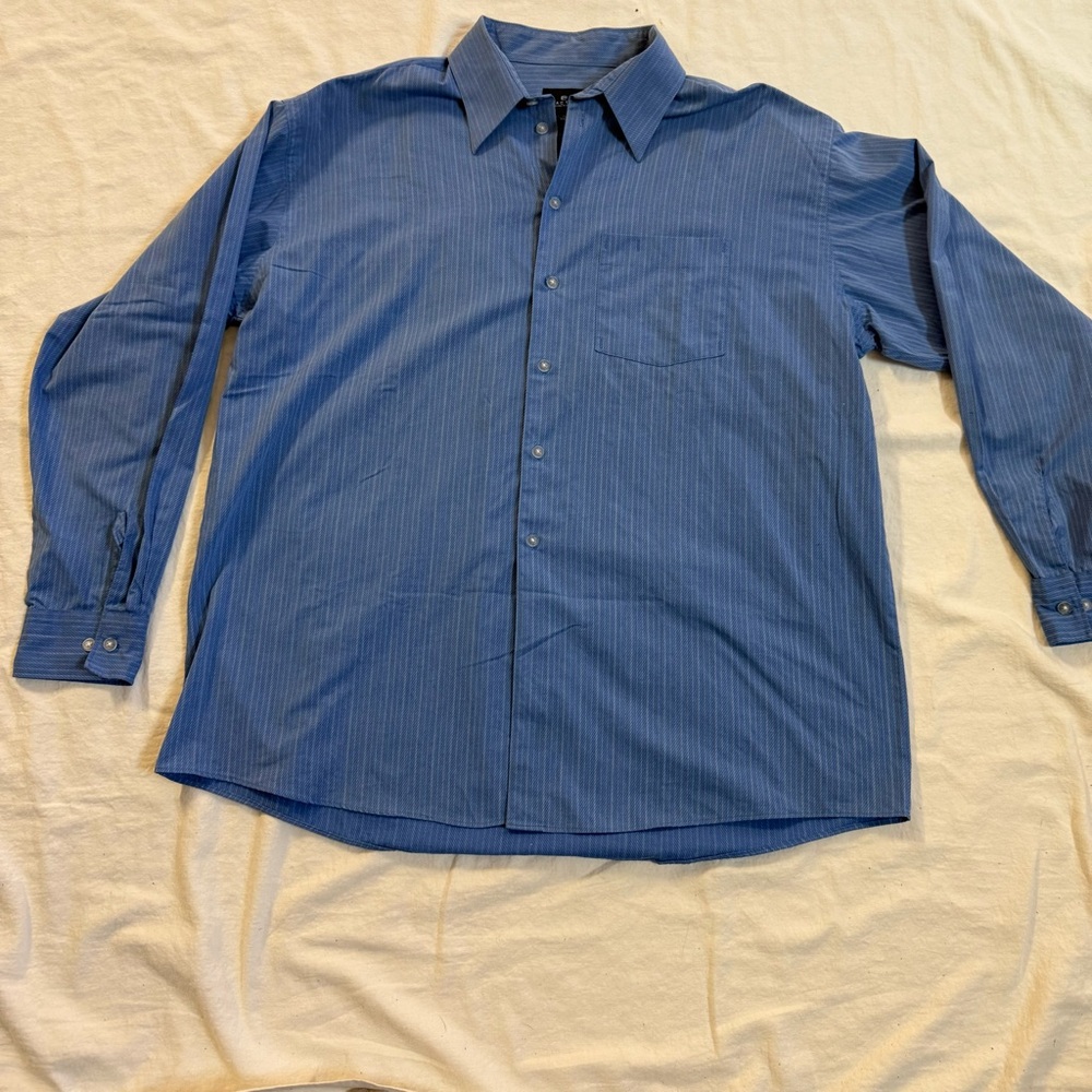 Kenneth Cole Reaction Blue Dress Shirt XL 17 34/35 Preppy Business Office Men's